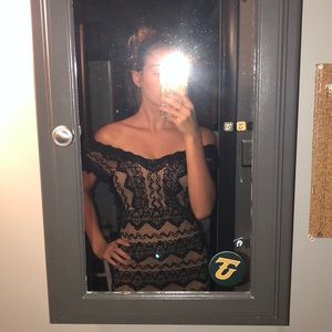 Shinestar 2 Way Wear black and cream lace dress